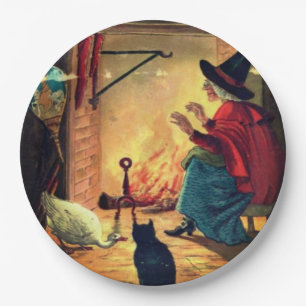Vintage Halloween Witch by Warm Hearth  Paper Plat Paper Plate