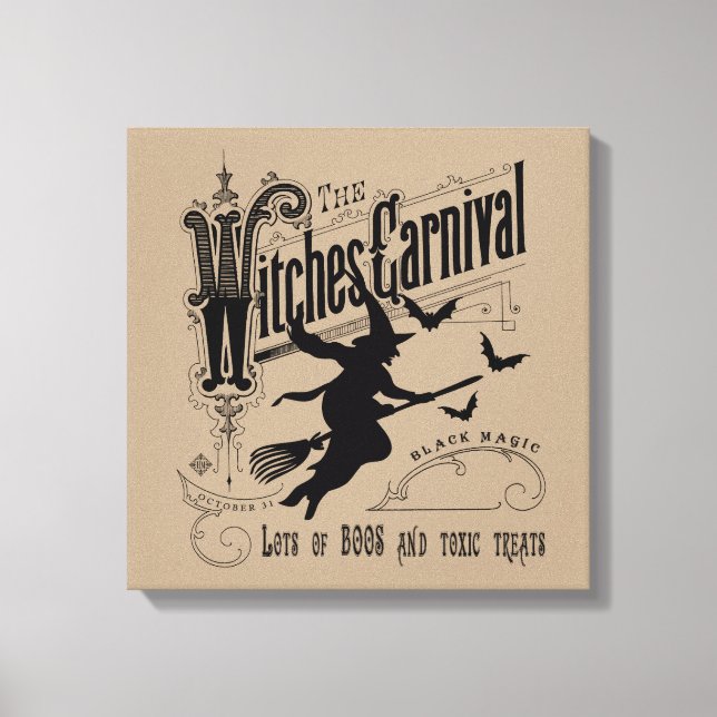 Vintage Halloween Witch Canvas Print (Front)