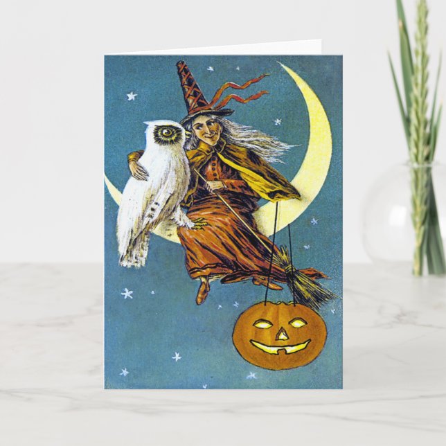 Vintage Halloween Witch Card (Front)