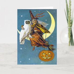 Vintage Halloween Witch Card