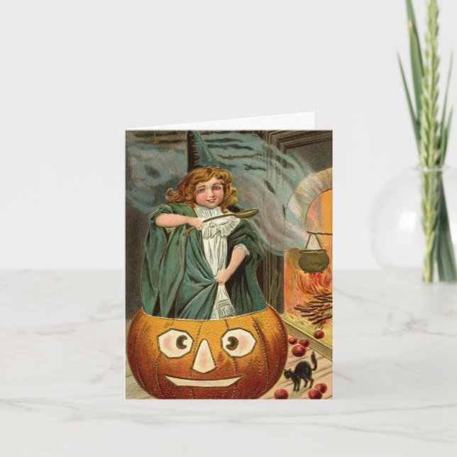 Vintage Halloween Witch Card (Front)