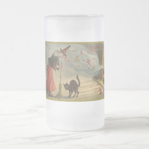 Vintage Halloween Witch, Cat Mug, Steins