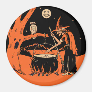 Vintage Halloween - Witch & Cauldron Magnet
