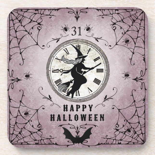 Vintage Halloween Witch coasters (Front)
