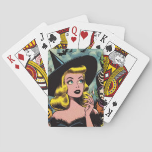 Vintage Halloween Witch Comics Playing Cards