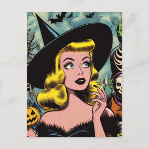 Vintage Halloween Witch Comics Postcard