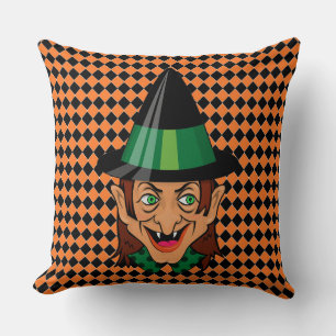 Vintage Halloween Witch  Cushion
