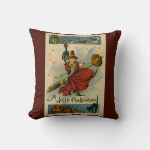 Vintage Halloween Witch  Cushion