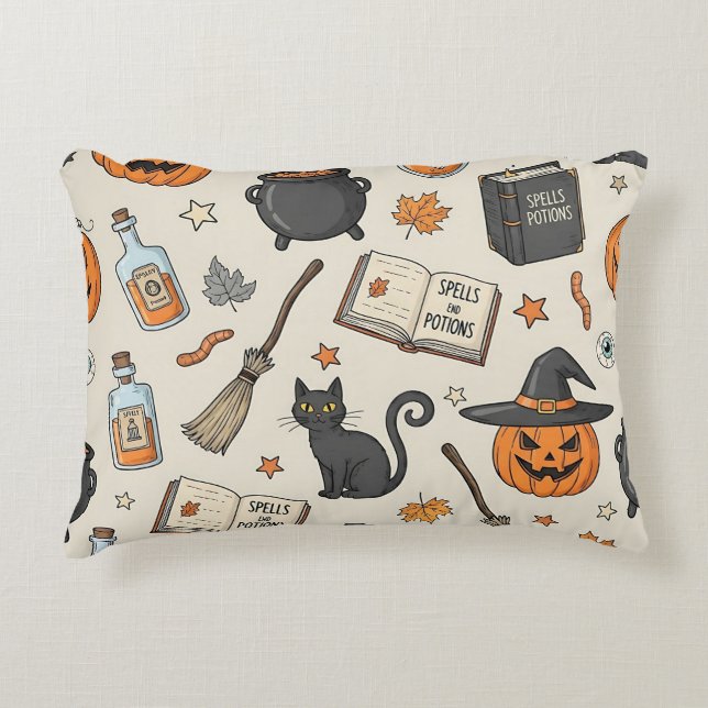 Vintage Halloween Witch Decorative Cushion (Front)