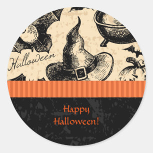 Vintage Halloween Witch Envelope Sticker
