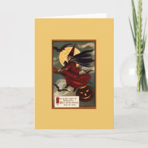 Vintage Halloween Witch Greeting Card