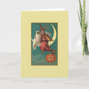 Vintage Halloween Witch Greeting Card
