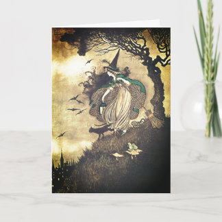 Vintage Halloween Witch Greeting Card