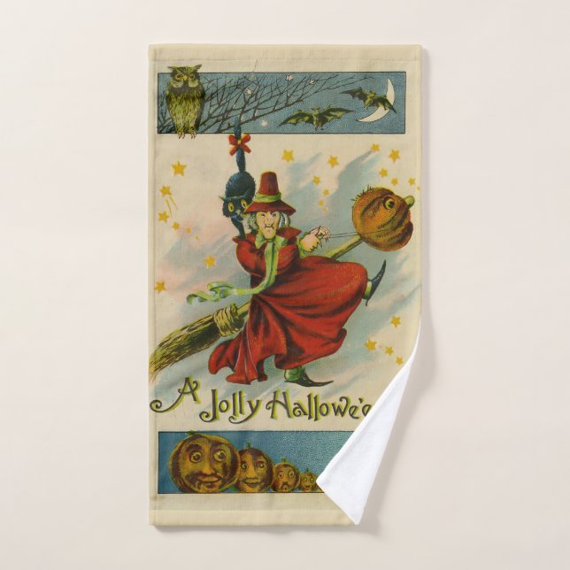 Vintage Halloween Witch  Hand Towel (Hand Towel)