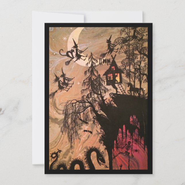 Vintage Halloween Witch Holiday Card (Front)