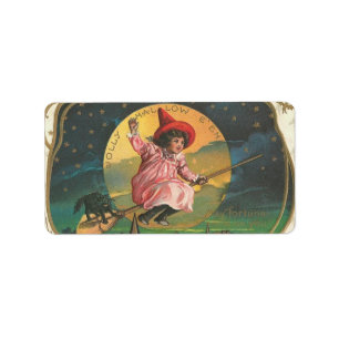 Vintage Halloween Witch Image on Label