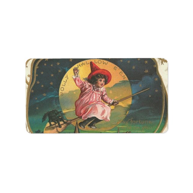 Vintage Halloween Witch Image on Label (Front)