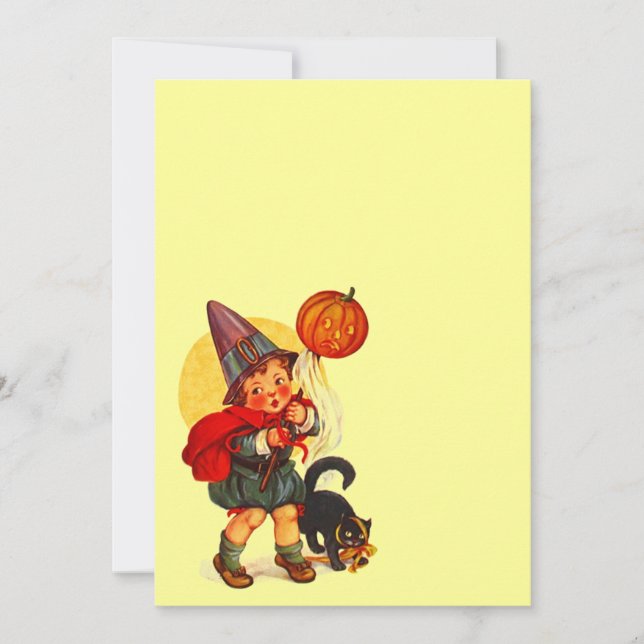 Vintage Halloween Witch JOL Cat Blank Invitation (Front)
