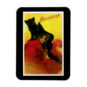 Vintage Halloween Witch Magnet