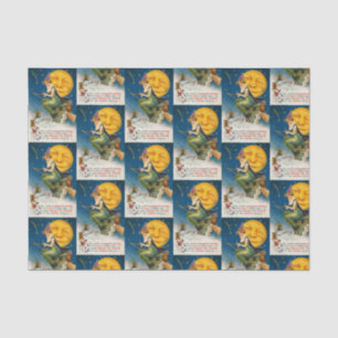 Vintage Halloween witch moon tiled party tissue Tissue Paper