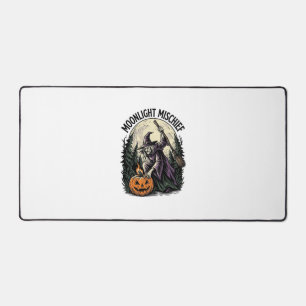 Vintage Halloween Witch Moonlight Mischief Graphic Desk Mat