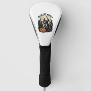 Vintage Halloween Witch Moonlight Mischief Graphic Golf Head Cover