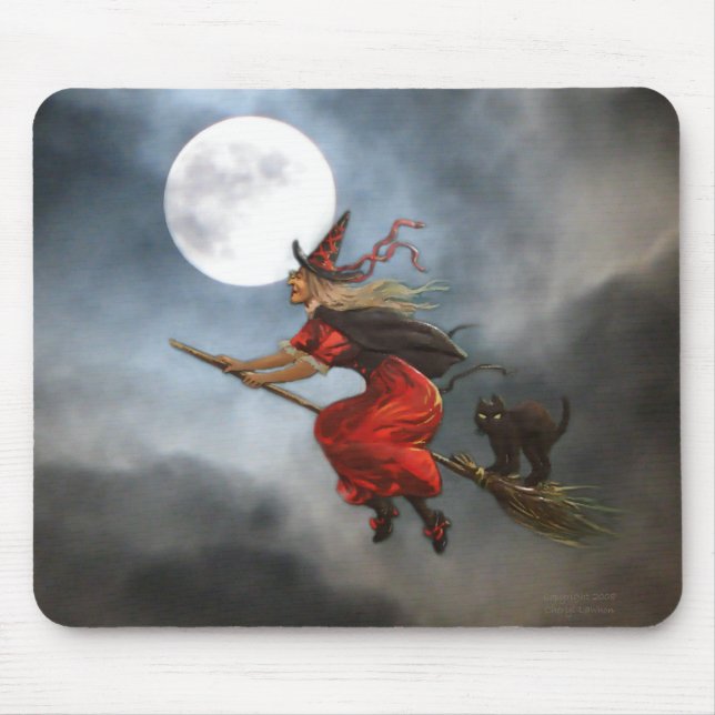 Vintage Halloween Witch Mousepad (Front)