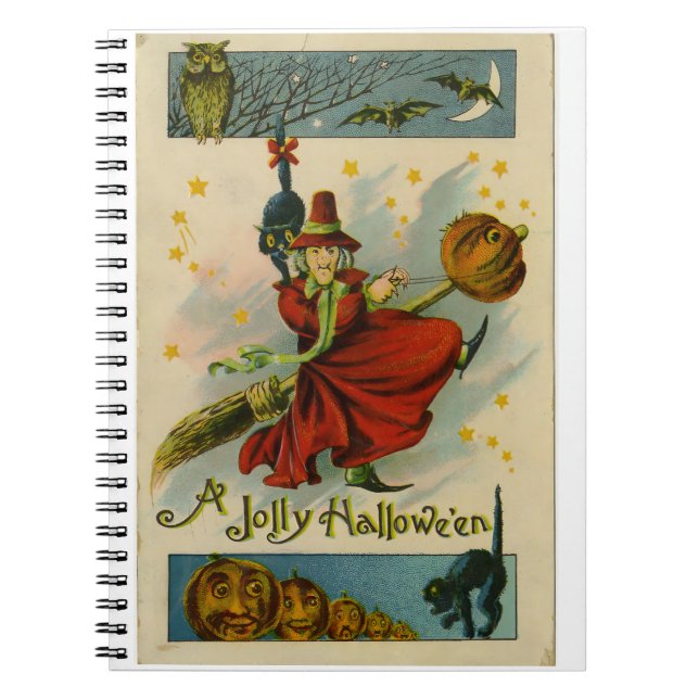Vintage Halloween Witch  Notebook (Front)