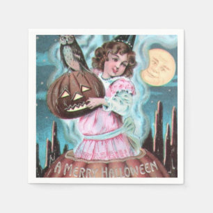 Vintage Halloween Witch paper napkin