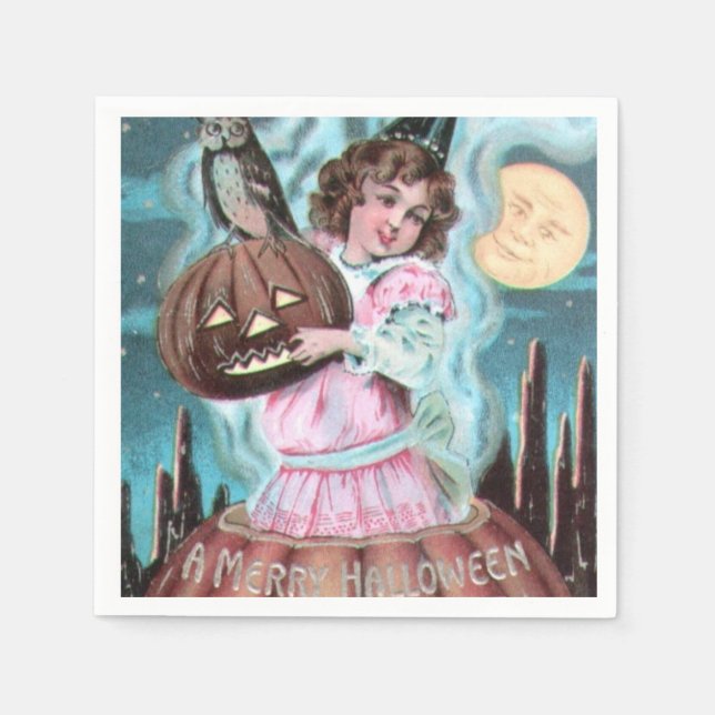 Vintage Halloween Witch paper napkin (Front)