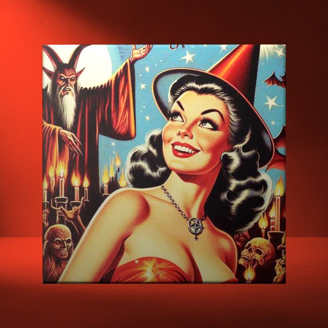 Vintage Halloween Witch Pin-up Tile (Creator Uploaded)