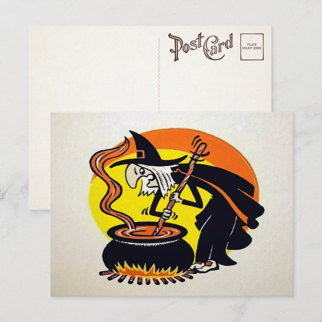 Vintage Halloween Witch Postcard (Front/Back)