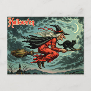 Vintage Halloween Witch Postcard