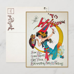 Vintage Halloween Witch Postcard