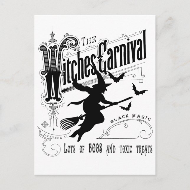 Vintage Halloween Witch Postcard (Front)