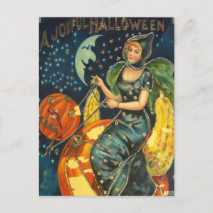 Vintage Halloween Witch Poster Holiday Postcard