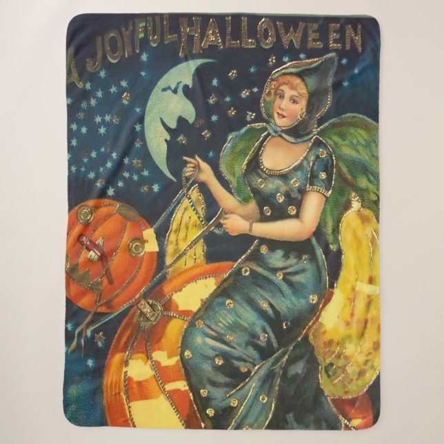Vintage Halloween Witch Poster Sherpa Blanket (Front)