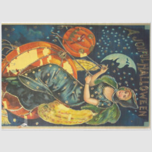 Vintage Halloween Witch Poster Tissue Paper