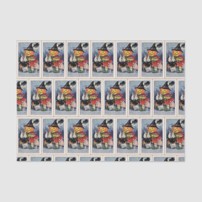 Vintage Halloween witch pumpkin party tissue Paper (Front)