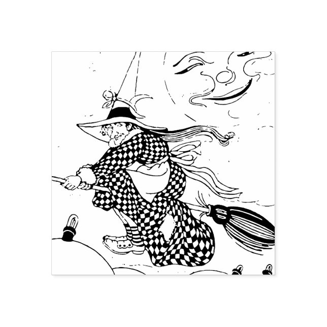 Vintage Halloween Witch Rubber Stamp (Imprint)
