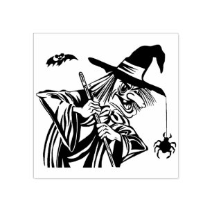 Vintage Halloween Witch Rubber Stamp