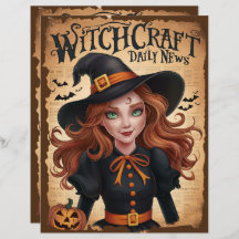 Vintage Halloween Witch Scrapbook Paper 