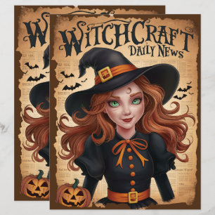 Vintage Halloween Witch Scrapbook Paper 