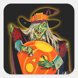 Vintage Halloween Witch Sticker