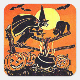 Vintage Halloween Witch Sticker