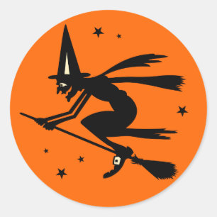 Vintage Halloween Witch Sticker
