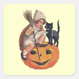 Vintage Halloween Witch Sticker