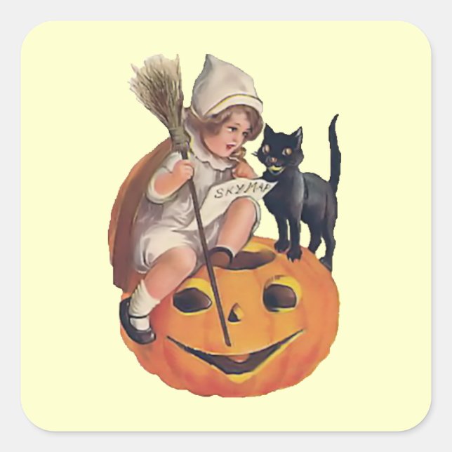 Vintage Halloween Witch Sticker (Front)
