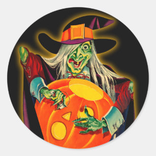 Vintage Halloween Witch Sticker