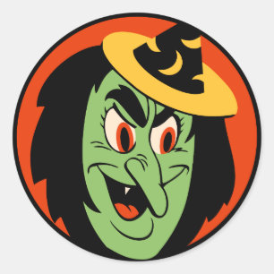 Vintage Halloween Witch Sticker